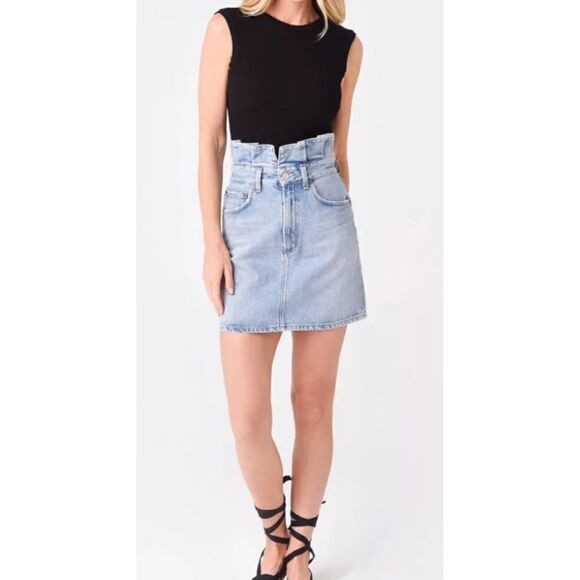 Agolde Dresses & Skirts - Agolde Lettuce Denim Mini Skirt Organic Cotton Womens Size 33